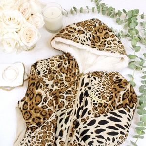 Guess Leopard Zip Up Sweatshirt